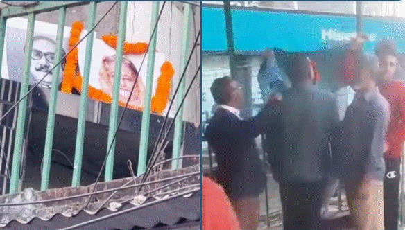 খুলনায় আওয়ামী লীগ কার্যালয়ে ‘জয় বাংলা’ স্লোগান দিয়ে জাতীয় পতাকা উত্তোলন